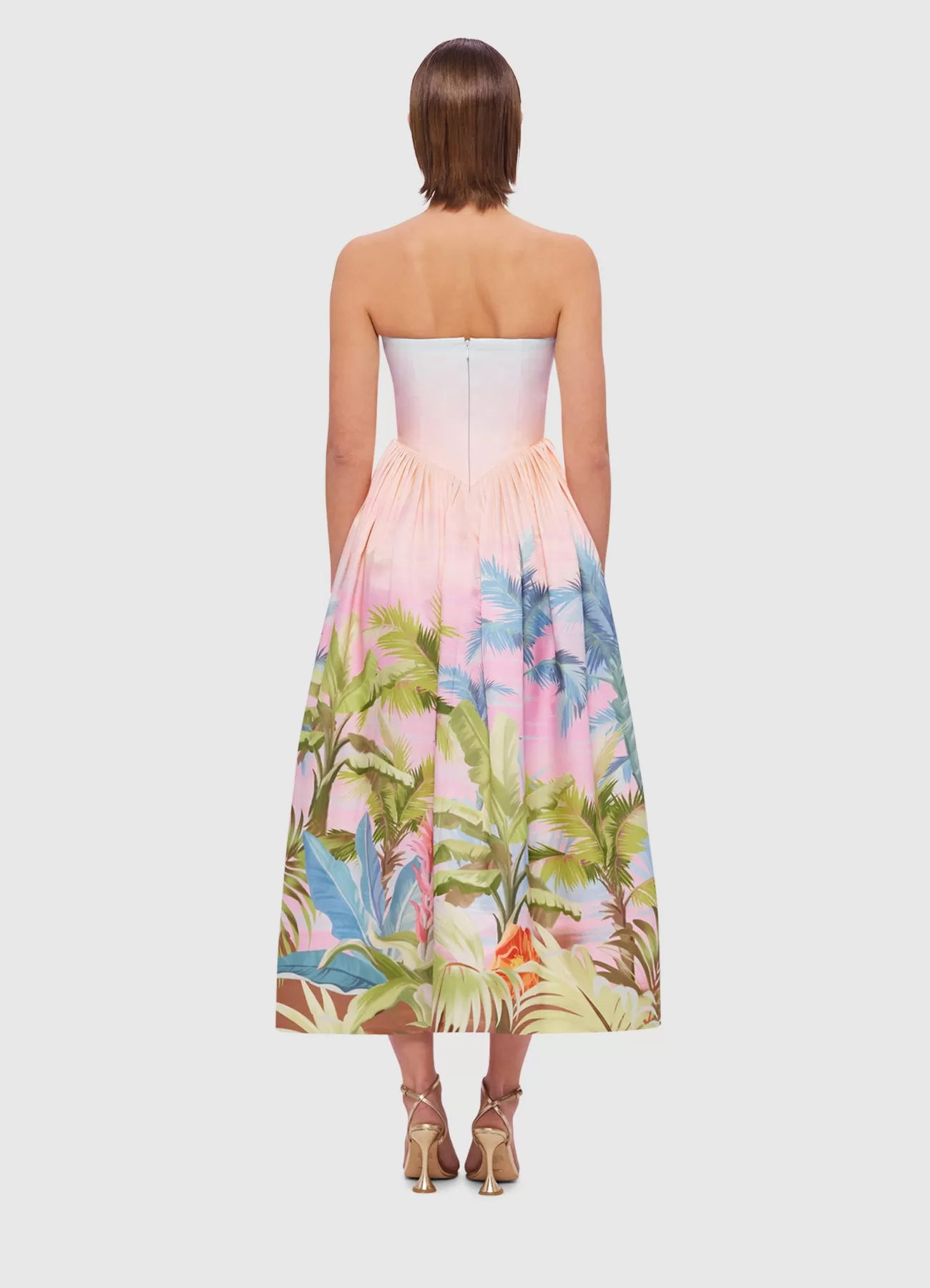 Leo Lin Melanie Bustier Midi Dress - Dreamscape Print