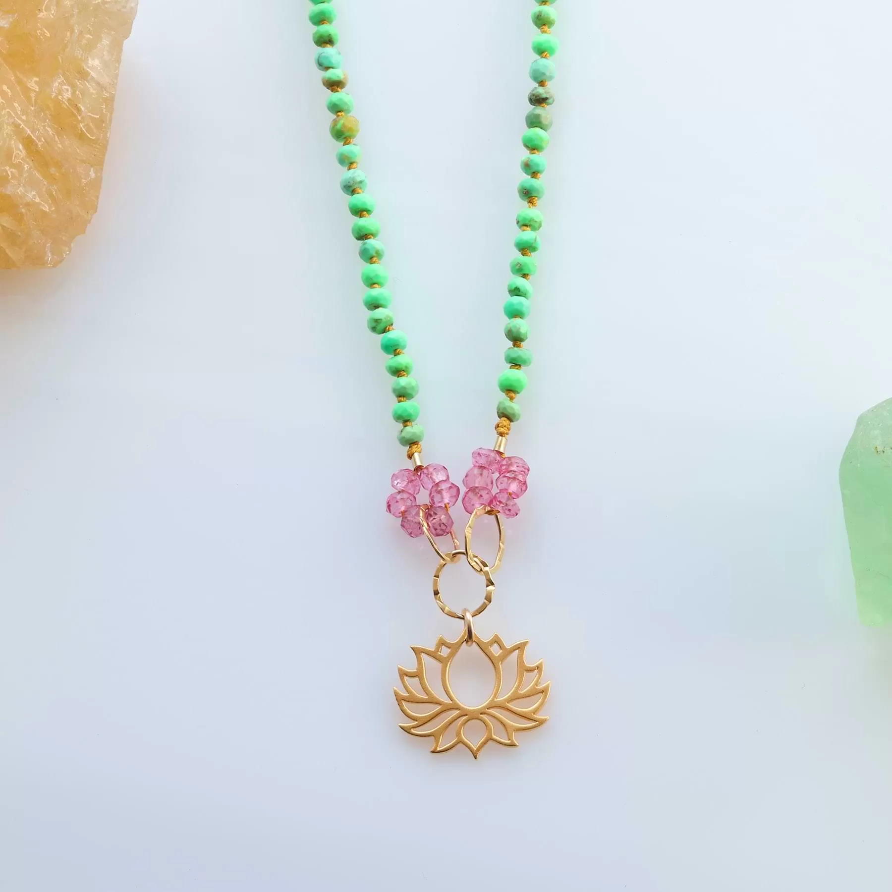 Lilypad - Turquoise and Pink Topaz Necklace