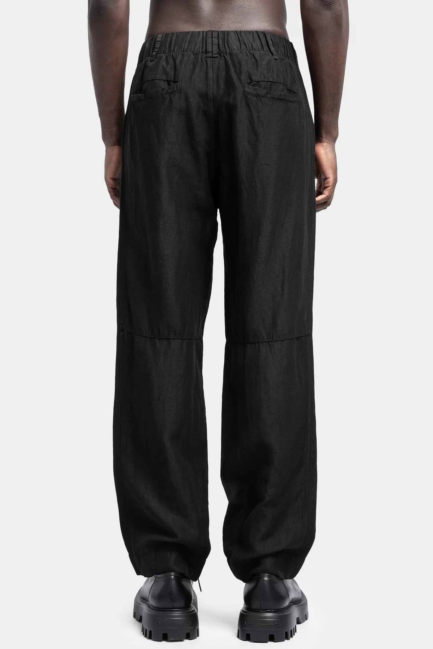 Linen blend cropped drawstring trousers