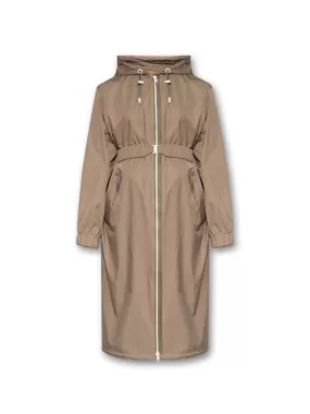 Long Belted Waterpoof Jacket in Mid Khaki