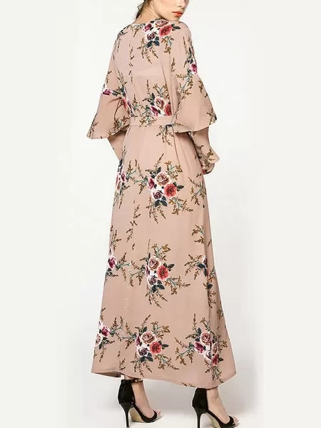 (M-7XL) Kiera Floral Tier Sleeve Plus Size Abaya Hijab Muslim Long Sleeve Maxi Dress (2 Colour)