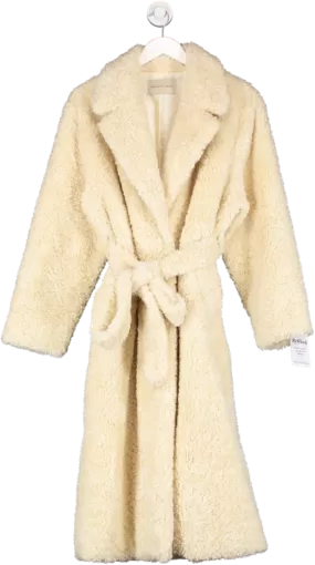 Mamu Studios Cream Teddy Belted Coat One Size