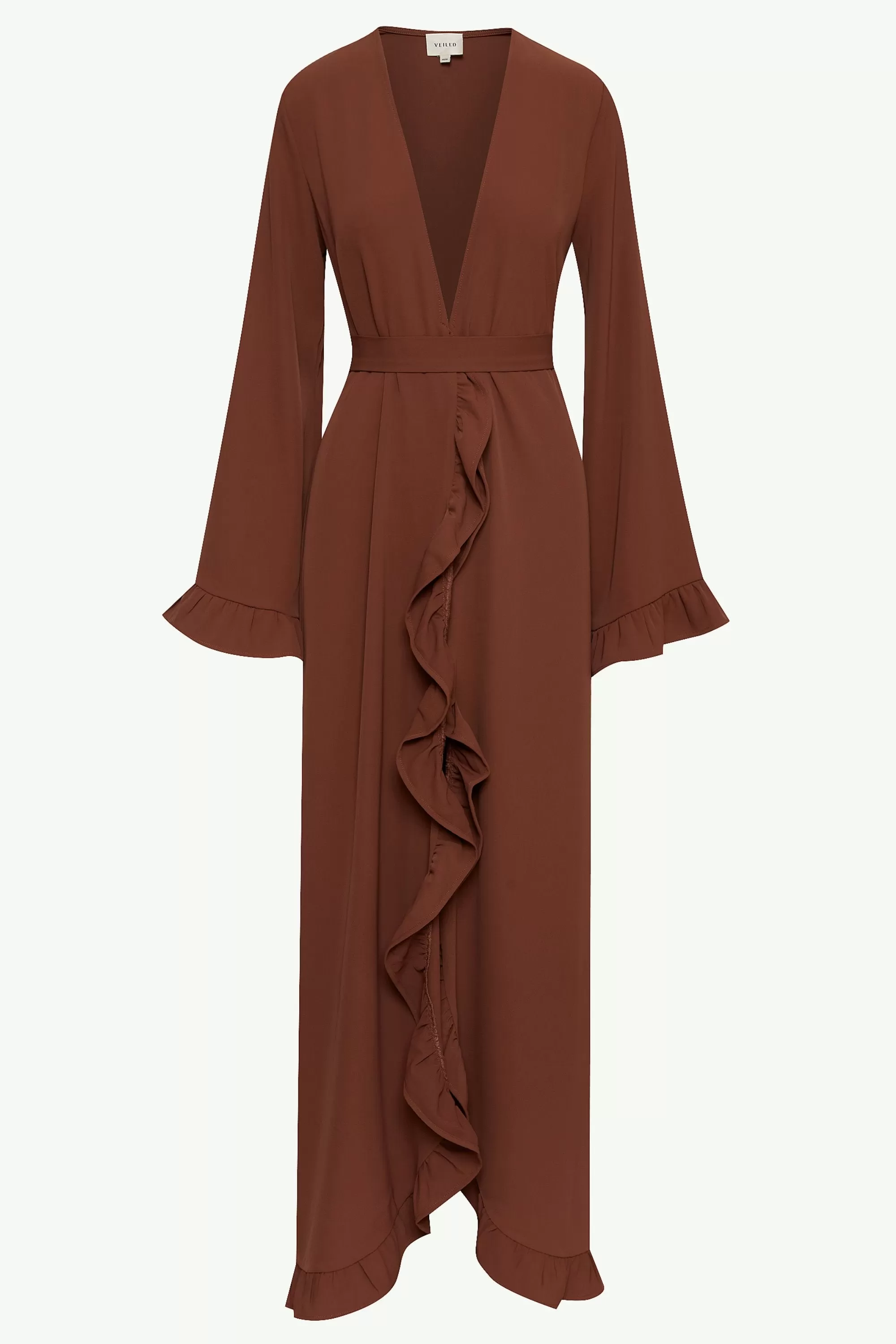 Mariam Ruffle Open Abaya - Chocolate