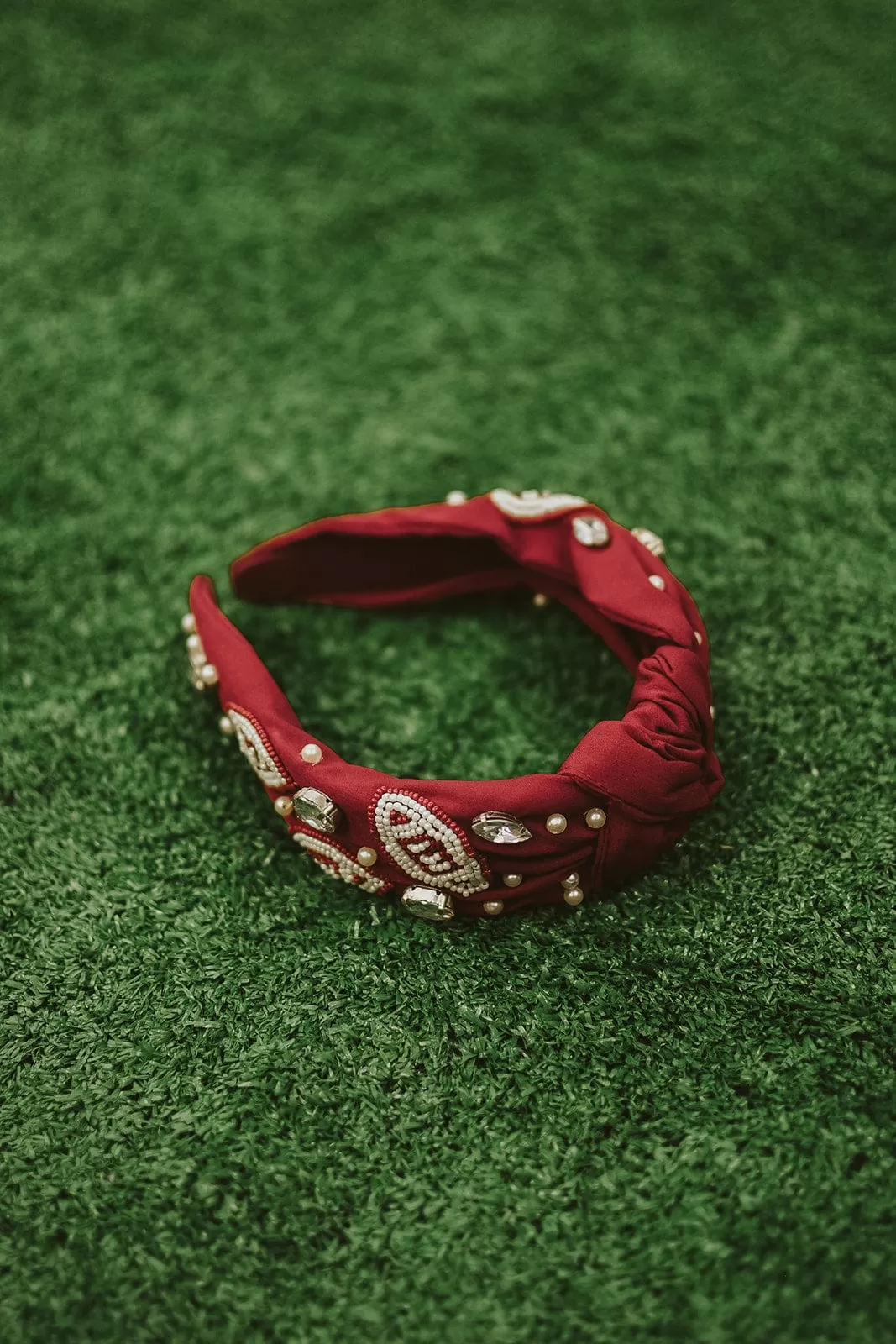 Maroon Football Beaded Headband