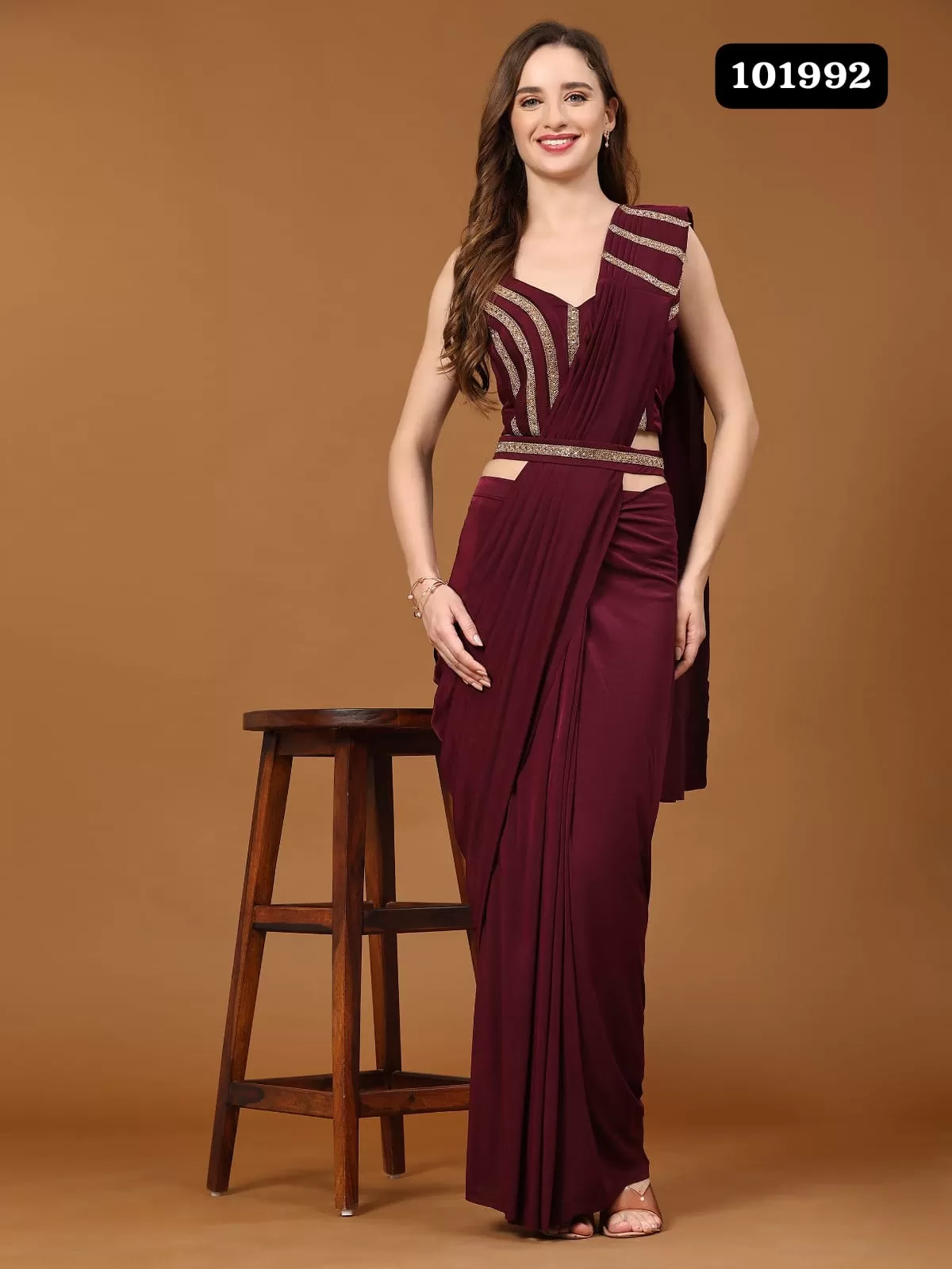 Maroon  New Ready to Wear Saree for Women -SSS001RWSM