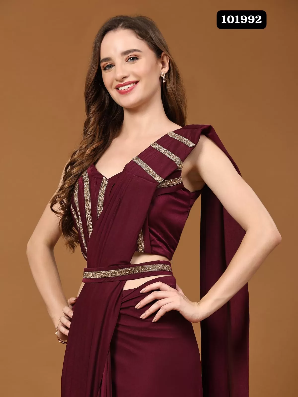 Maroon  New Ready to Wear Saree for Women -SSS001RWSM