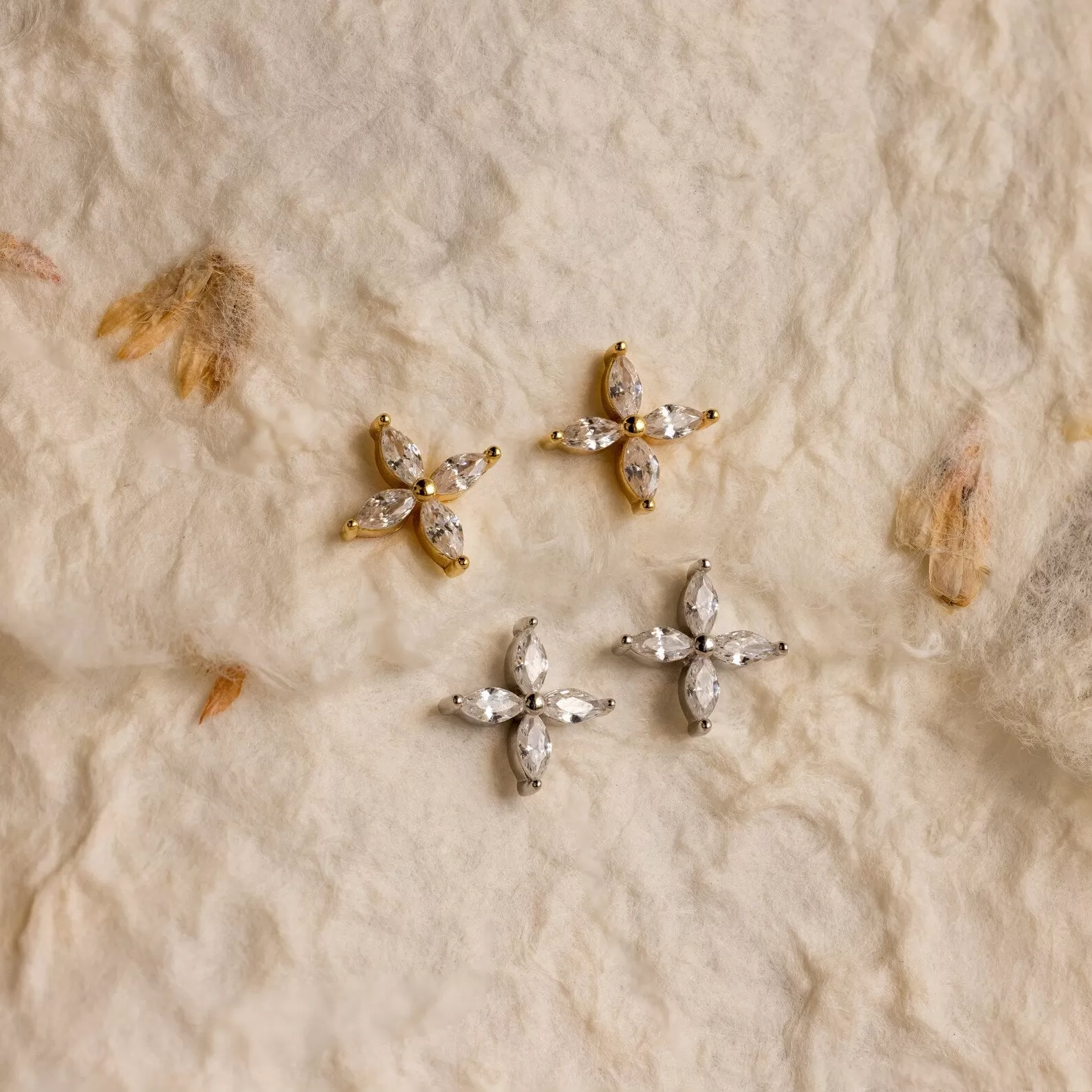 Marquise Diamond Flower Studs