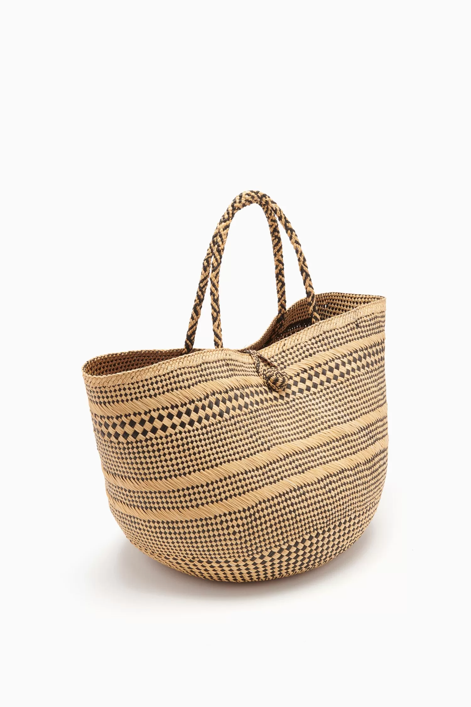 Marta Large Basket Tote - Chocolate Stripe