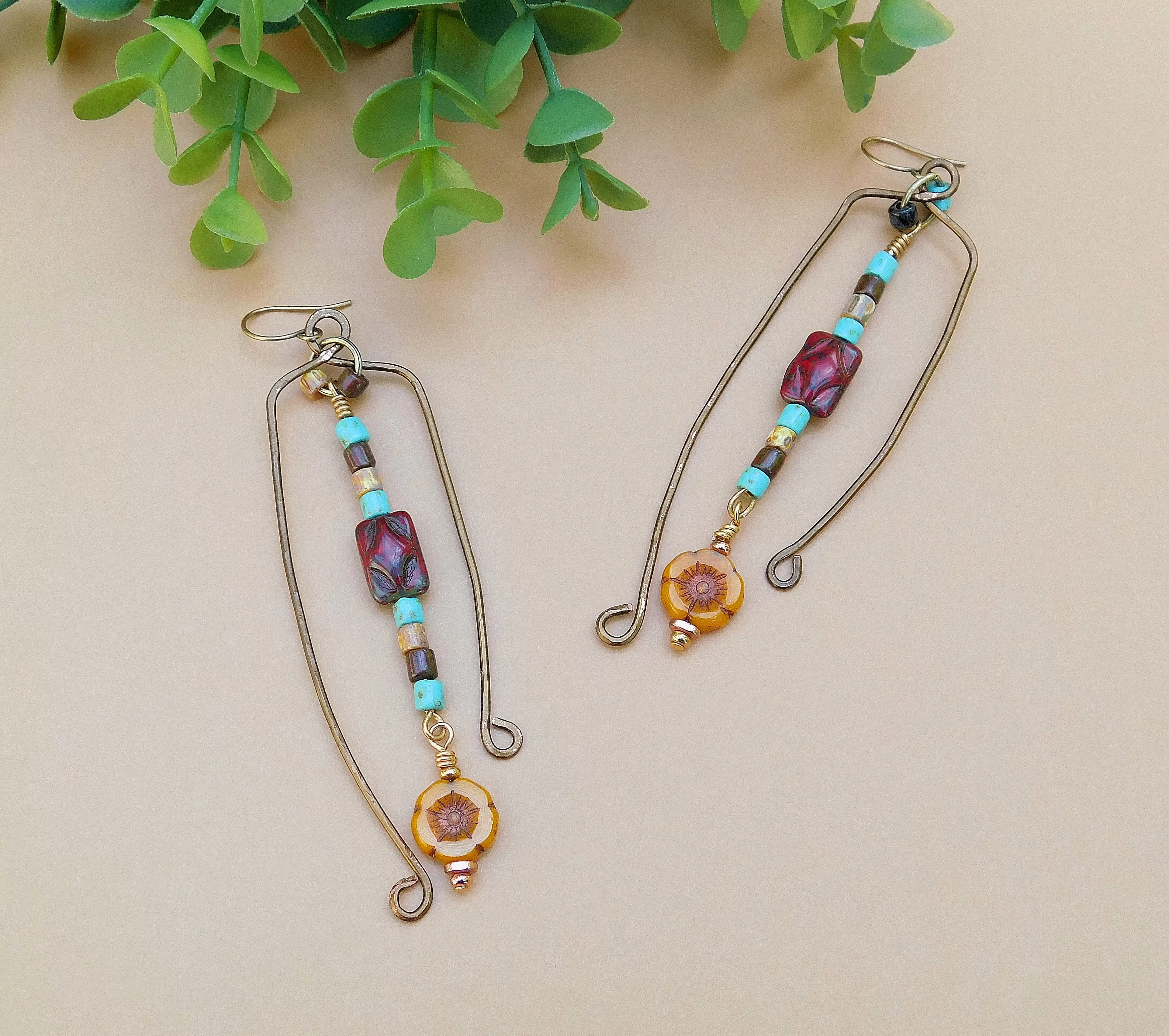 Matubo Rocailles Hammered Copper Earrings