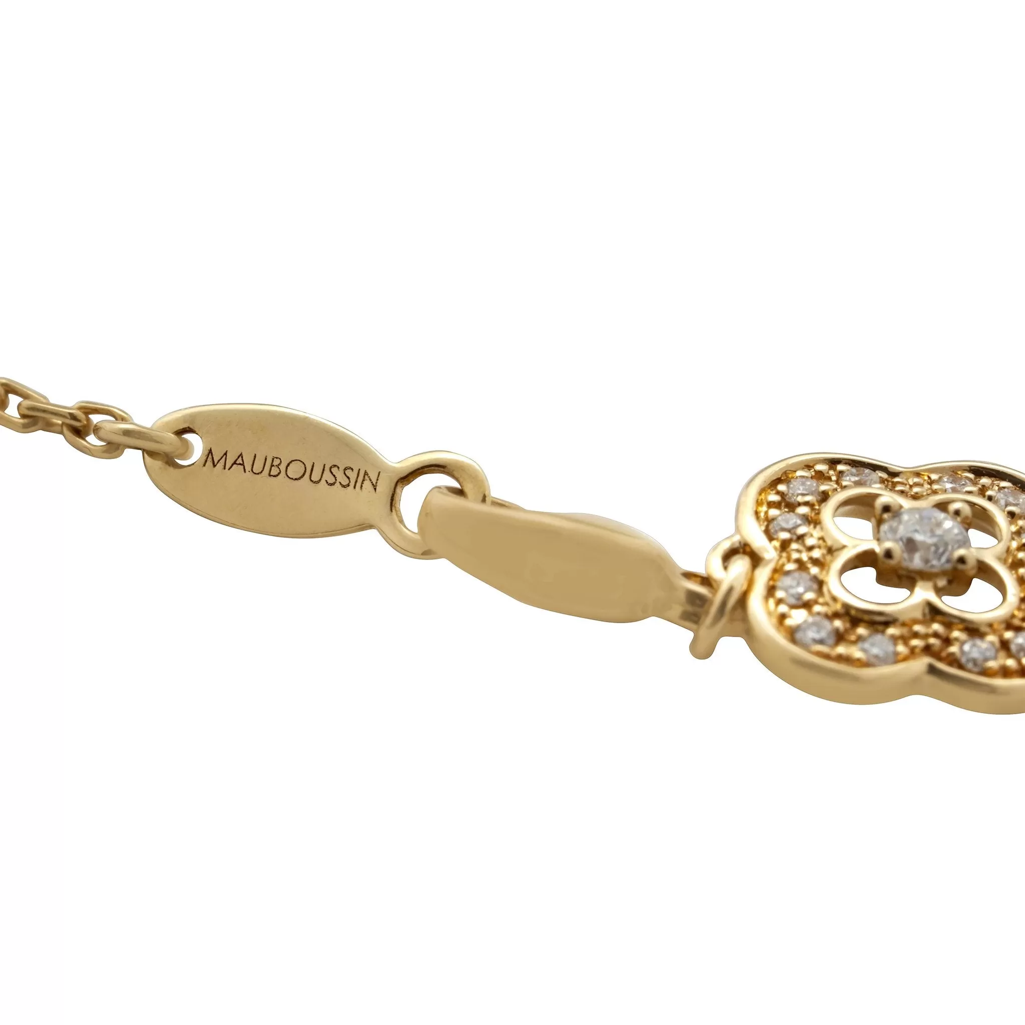 Mauboussin 18K Yellow Gold Diamond Floral Long Necklace