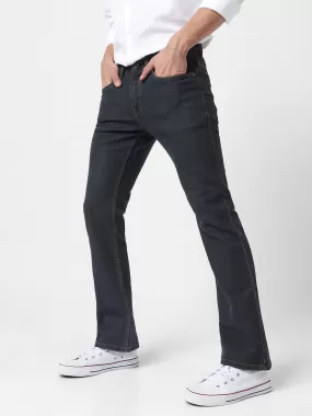 Men's Dark Grey Washed Bootcut Jeans Stretchable