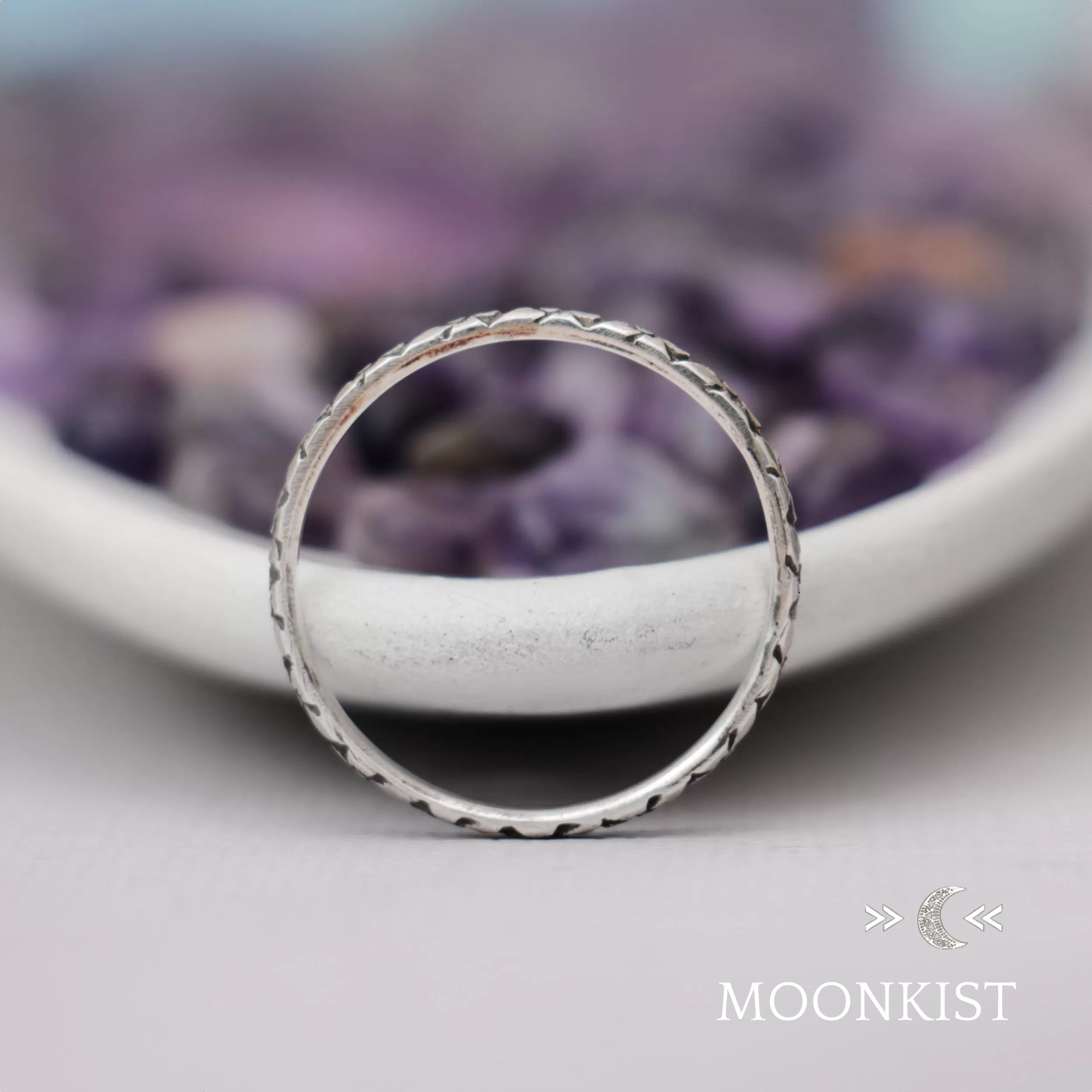 Narrow Iris Flower Wedding Band Ring| Moonkist Designs