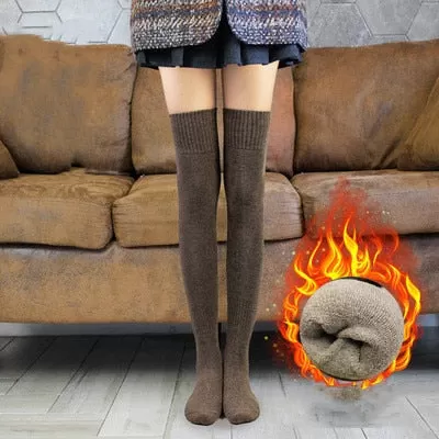 New in Autumn Winter Thickened Terry Long Tube Knee Socks for Women Cold Weather