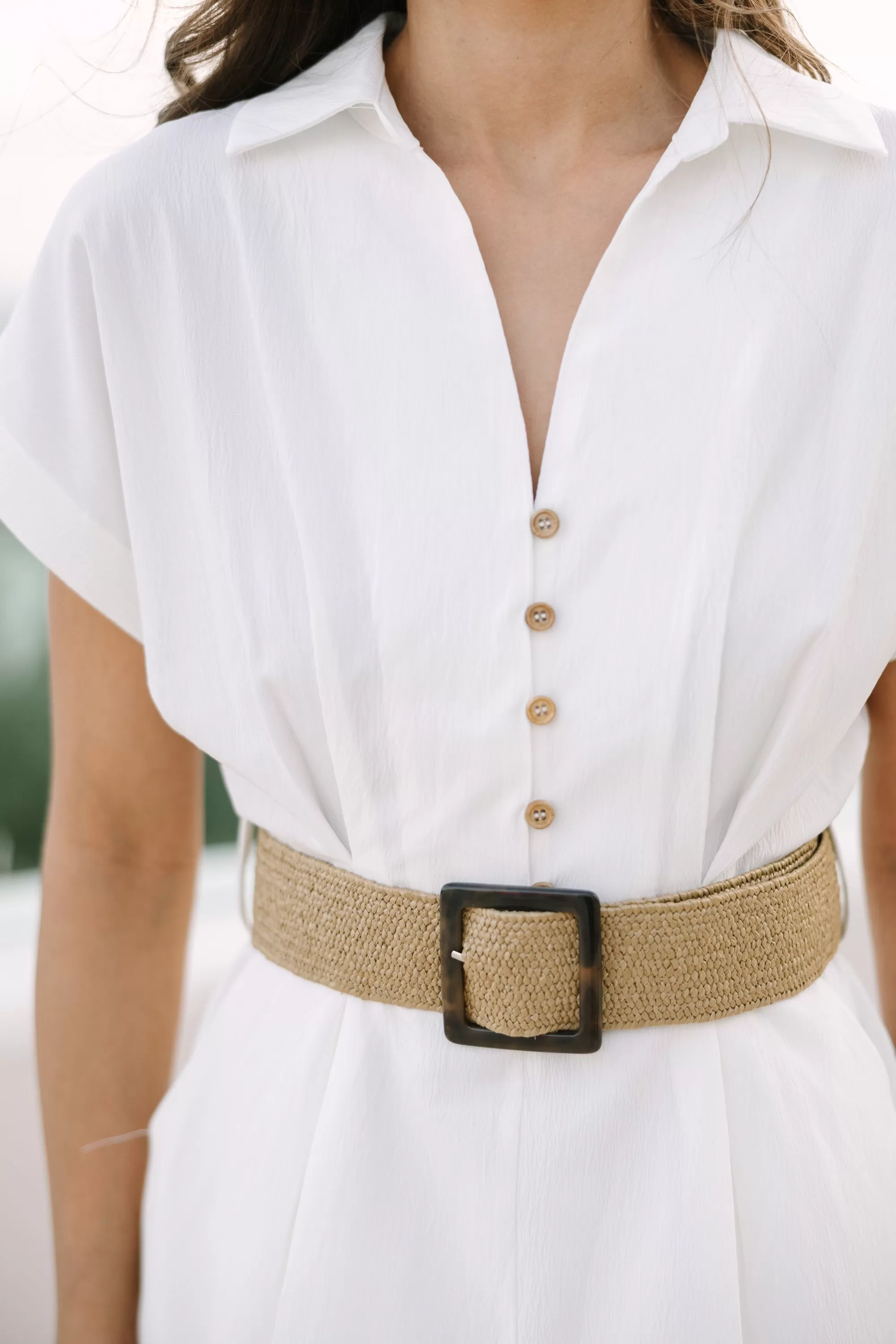 Out For The Day White Belted Dress