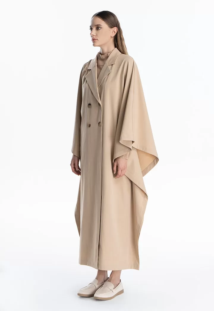 Oversized Solid Trench Coat Maxi Dress