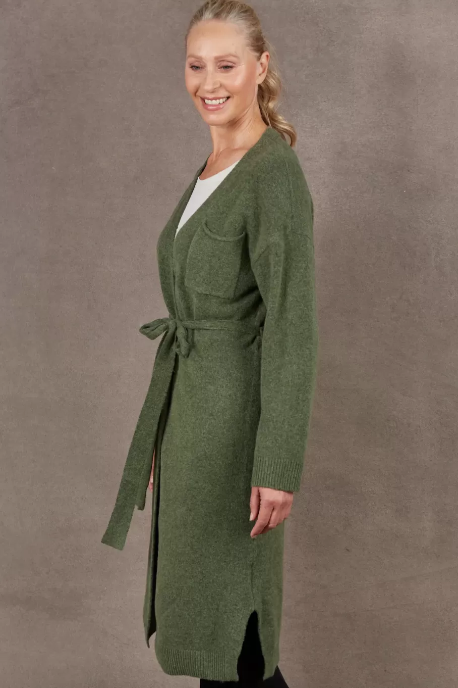 Paarl Longline Cardigan, Moss