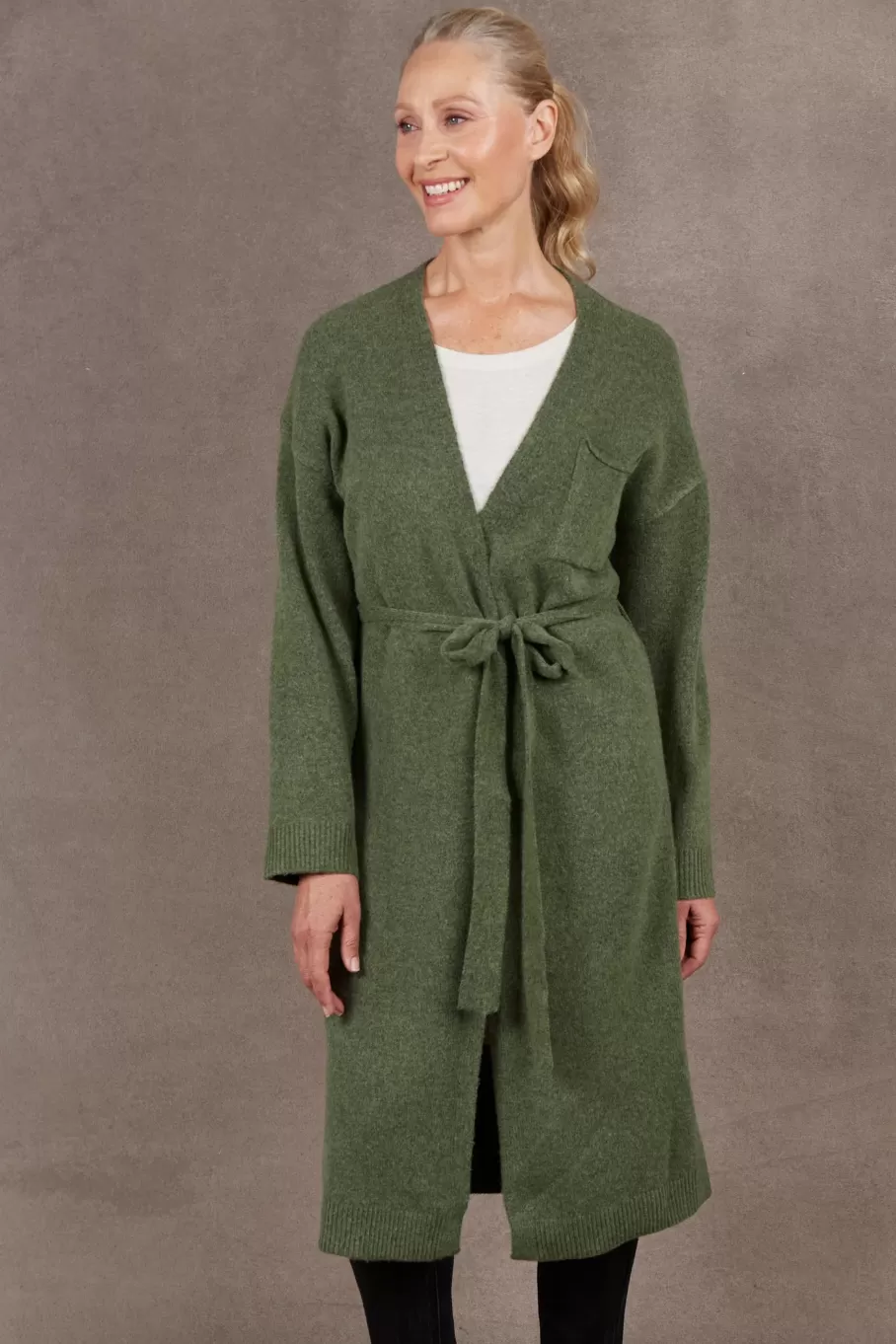 Paarl Longline Cardigan, Moss