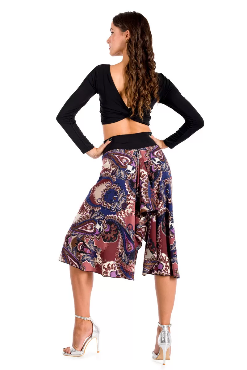 Paisley Print Midi Skirt With Back Movement