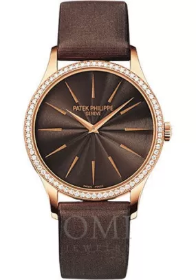 Patek Philippe Ladies Calatrava Rose Gold Brown Satin Dial 4897R-001