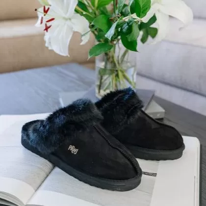 PAWJ Slippers | Black / Black Mink