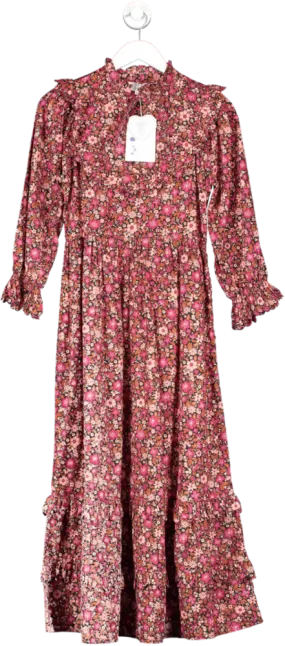 Pink City Prints Purple Eliza Midaxi Dress In Autumn Bouquet UK XS