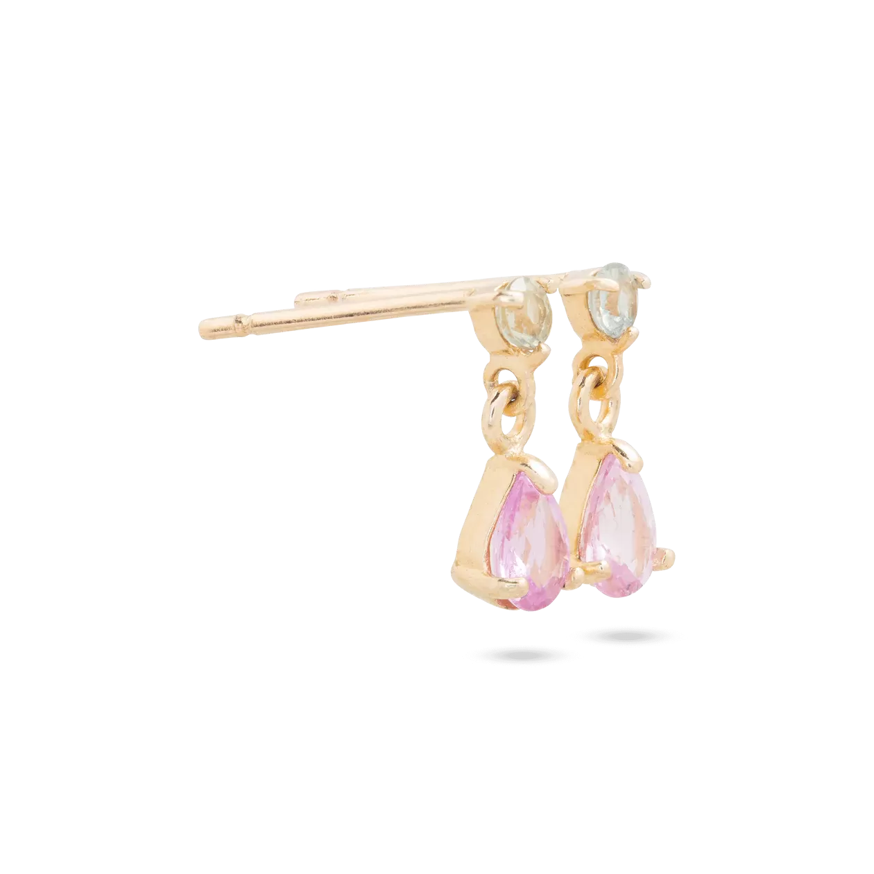 Pink Oval Stud Earring in 14K Gold over Sterling Silver