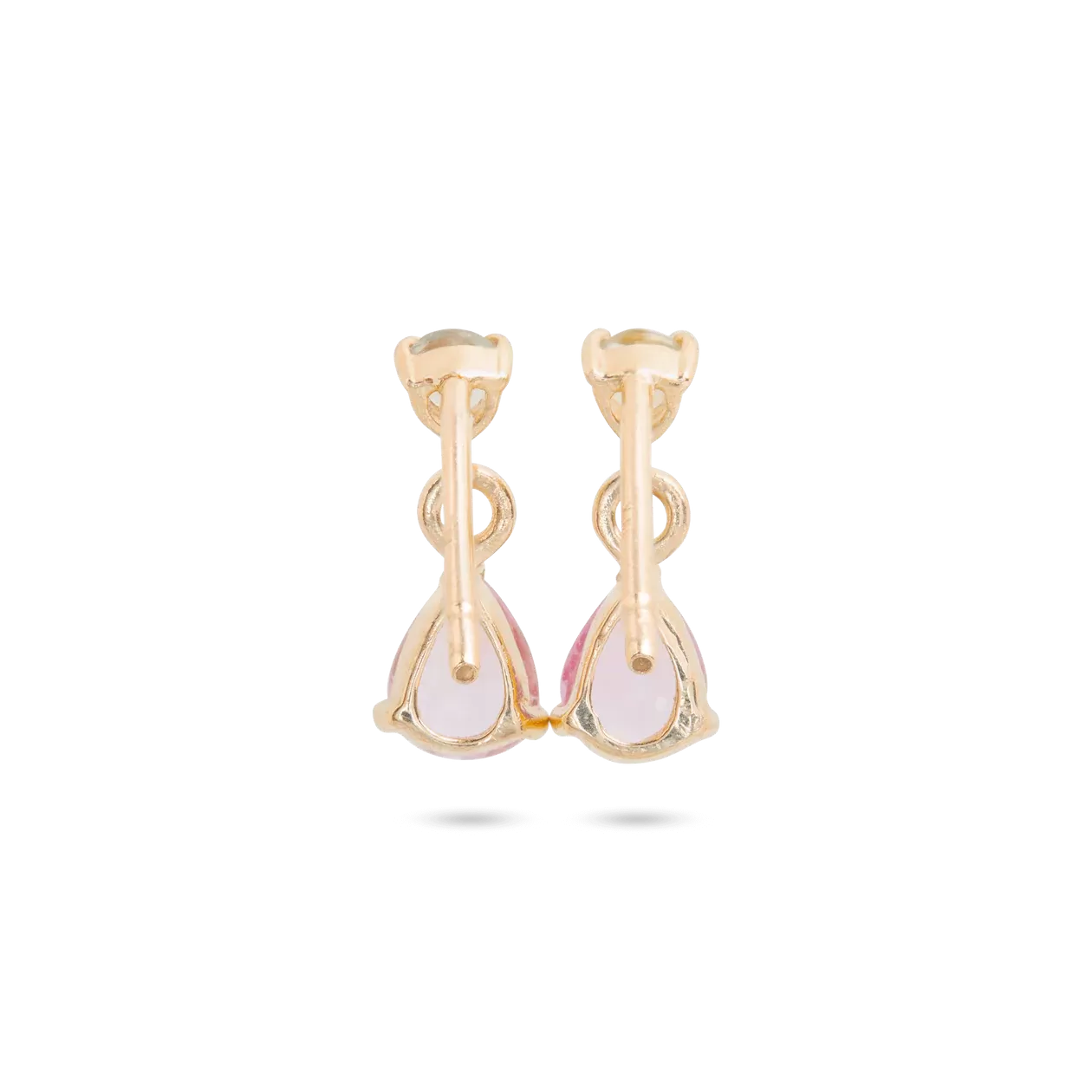 Pink Oval Stud Earring in 14K Gold over Sterling Silver