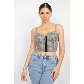 Plaid Hook & Eye Sweetheart Crop Top