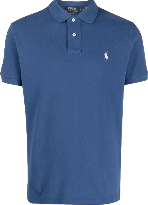 Polo Ralph Lauren Blue Custom Slim Fit PINK Polo Pony-embroidered Polo Shirt BNWT UK S