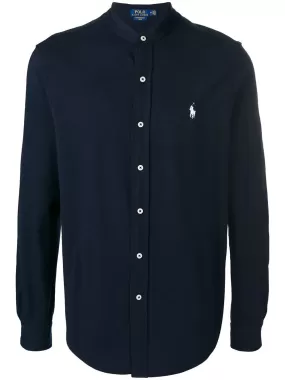 Polo Ralph Lauren Navy Blue Mandarin Collar Shirt Bnwt UK L