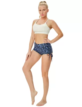 Printed Side Drawstring Hot Shorts navy_leopard