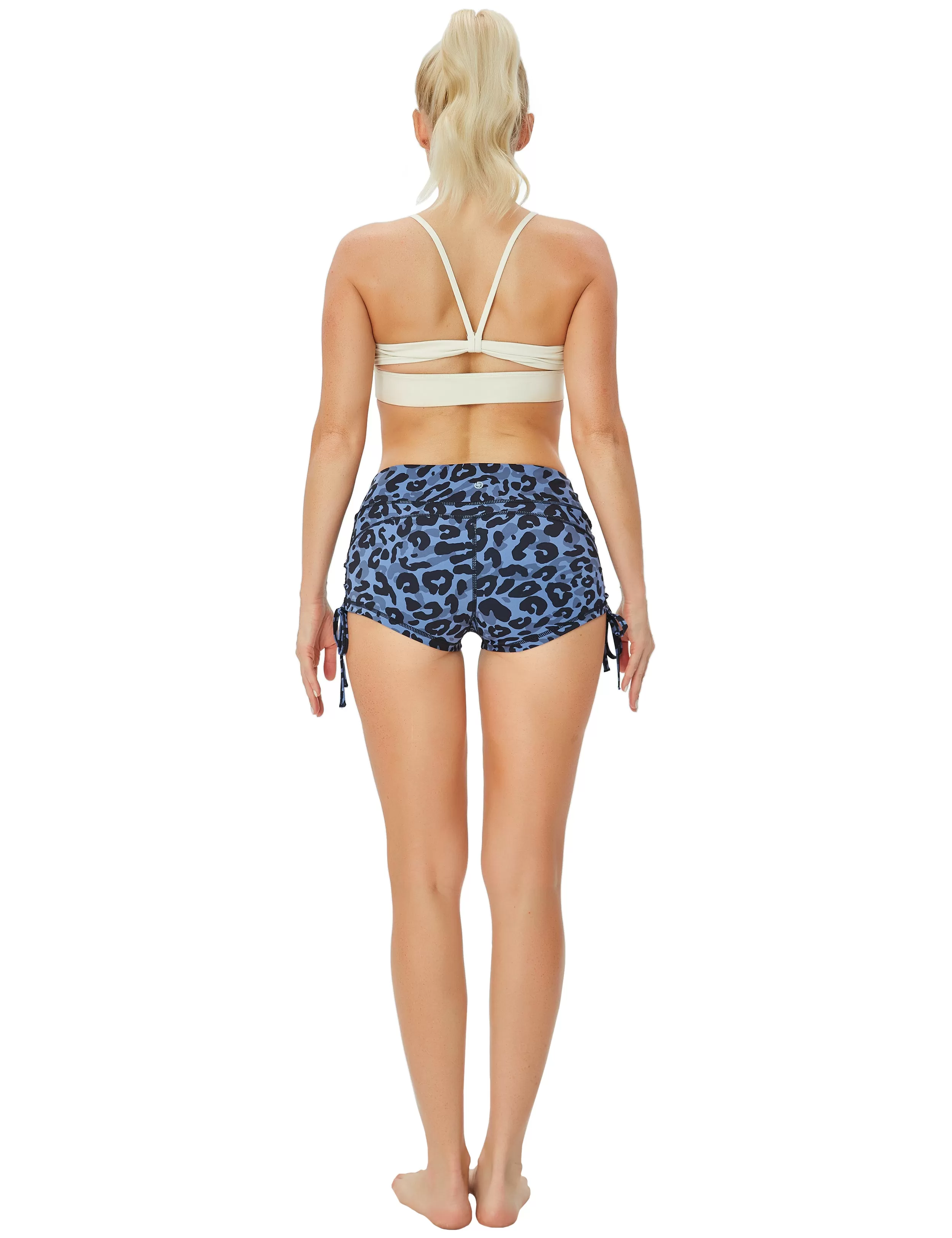 Printed Side Drawstring Hot Shorts navy_leopard