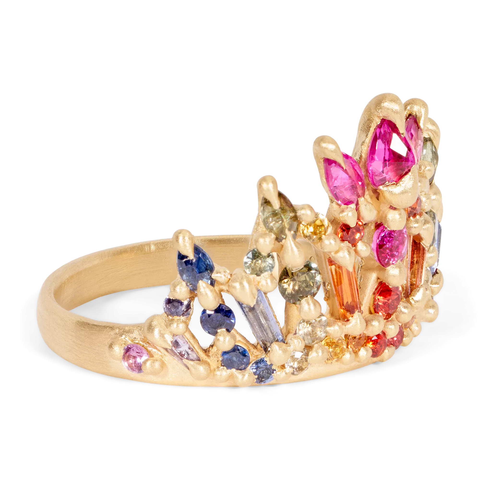 Rainbow Star Bright Short Lace Petal Ring - Size 7 - 11417