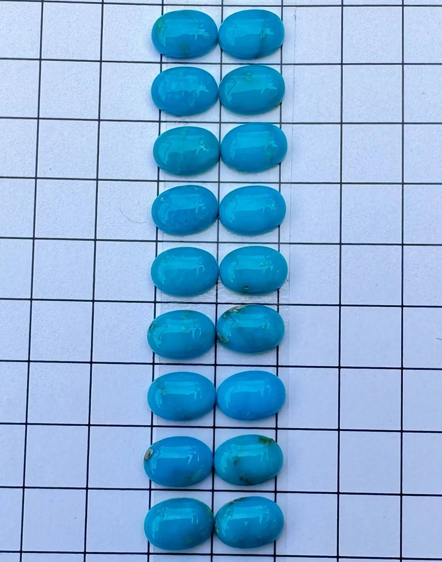 RARE Blue Ridge Turquoise (Nevada) 5x7mm Oval Cabochons, One Pair/2 stones