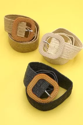 Rattan Buckle Woven Belt