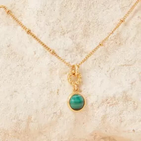 Real Gold Plated Z Modern Heirloom Malachite Pendant Necklace For Women By Accessorize London