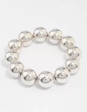 Rhodium Round Ball Stretch Bracelet