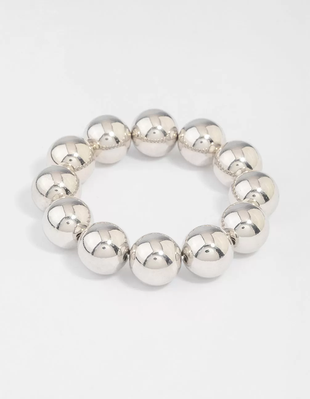 Rhodium Round Ball Stretch Bracelet