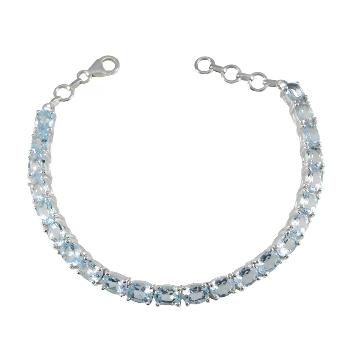 Riyo Adorable 925 Sterling Silver Bracelet For Women Blue Topaz Bracelet Tennis Bracelet with Box With Tennis Bracelet L Size 6-8.5 Inch.