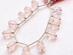 Rose Quartz flower carving Lily of the valley shape beads