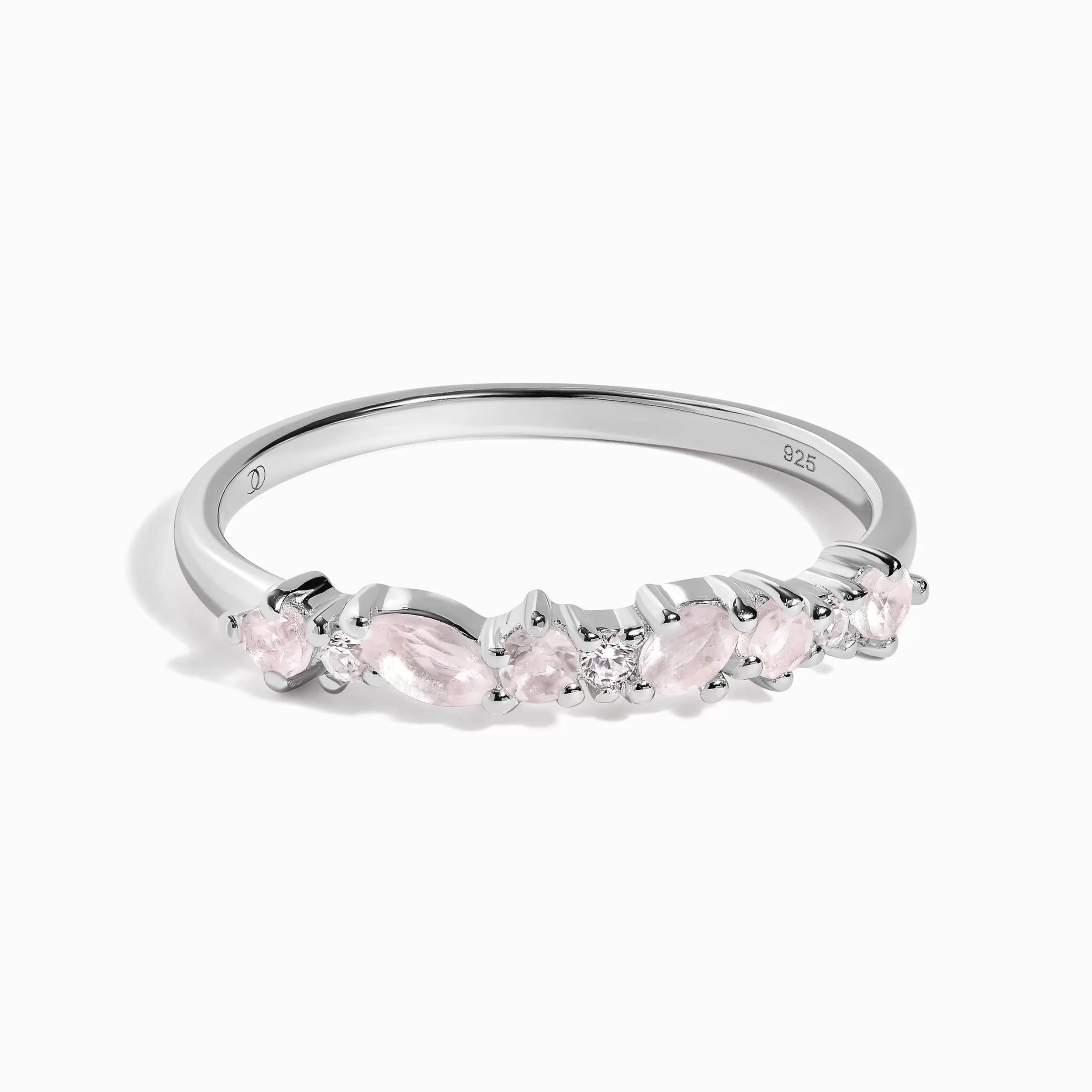 Rose Quartz White Zircon Ring - Grace