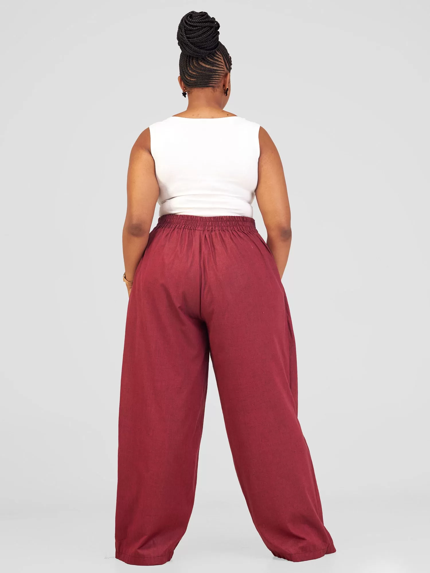 Safari Haya Front Slit Wide Leg Pants - Maroon Koi Print