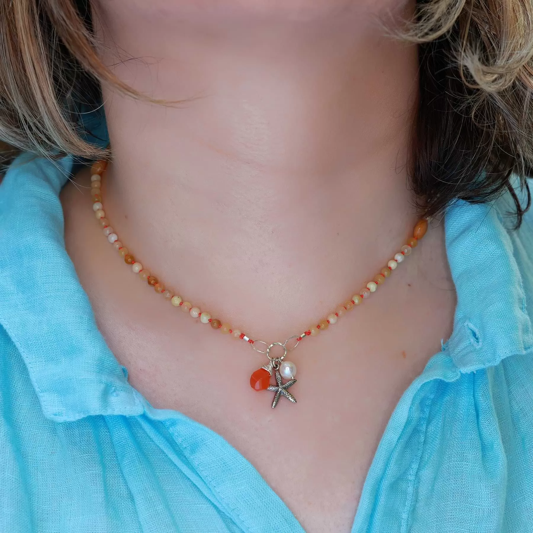 Sand and Sun - Yellow Jade and Carnelian Necklace