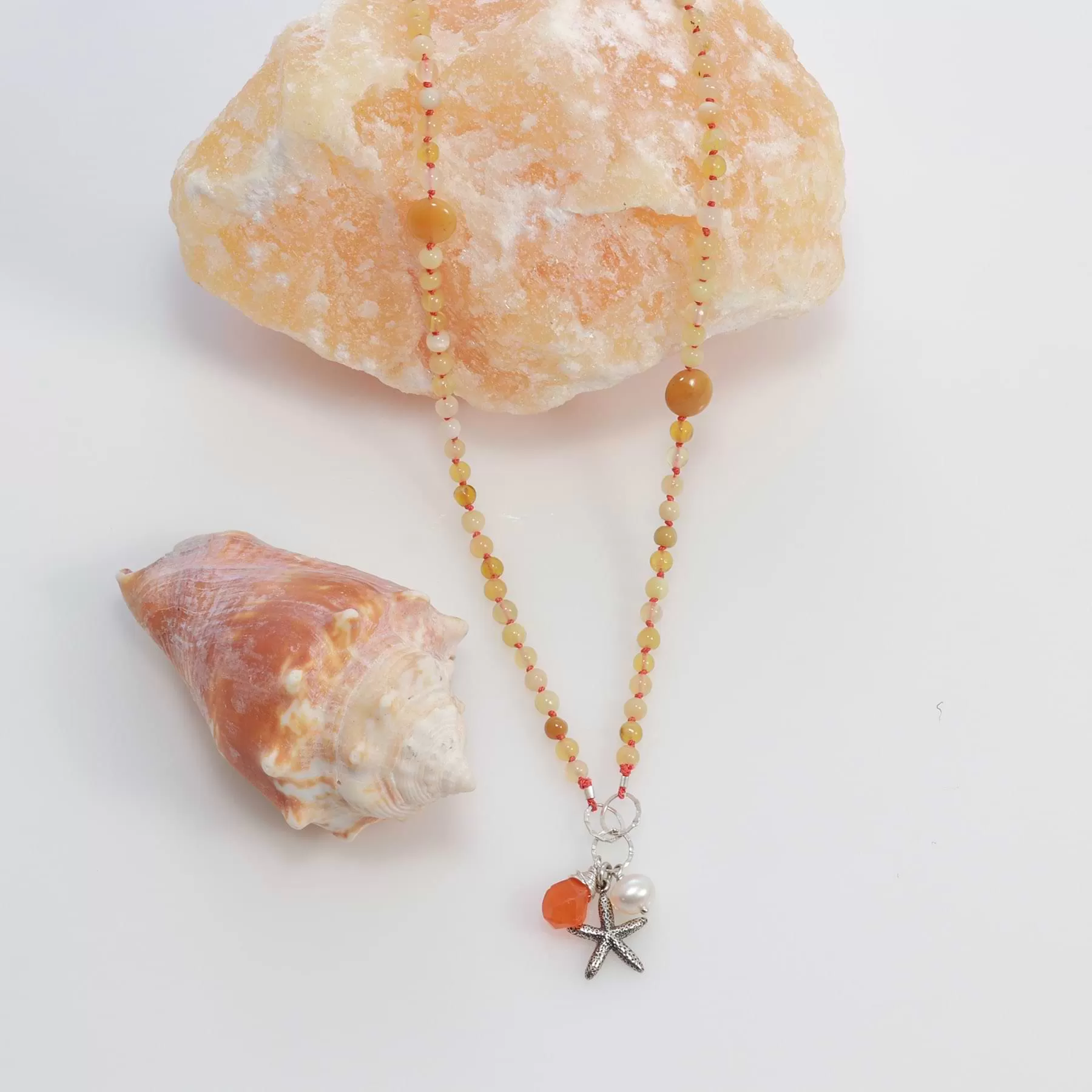 Sand and Sun - Yellow Jade and Carnelian Necklace