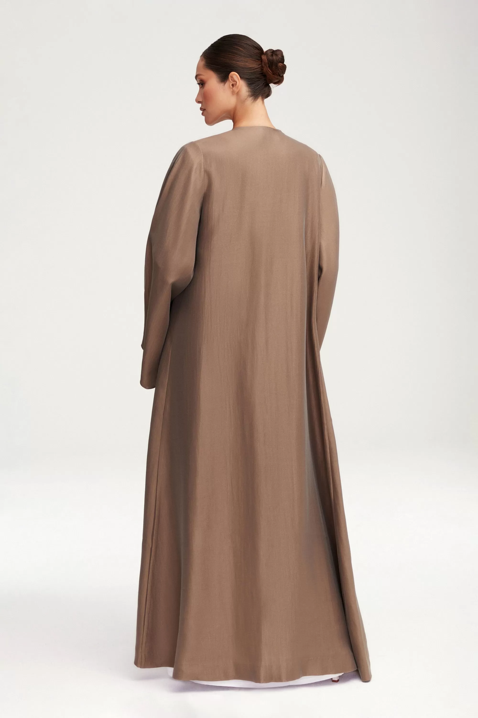 Seema Flare Sleeve Open Abaya - Taupe