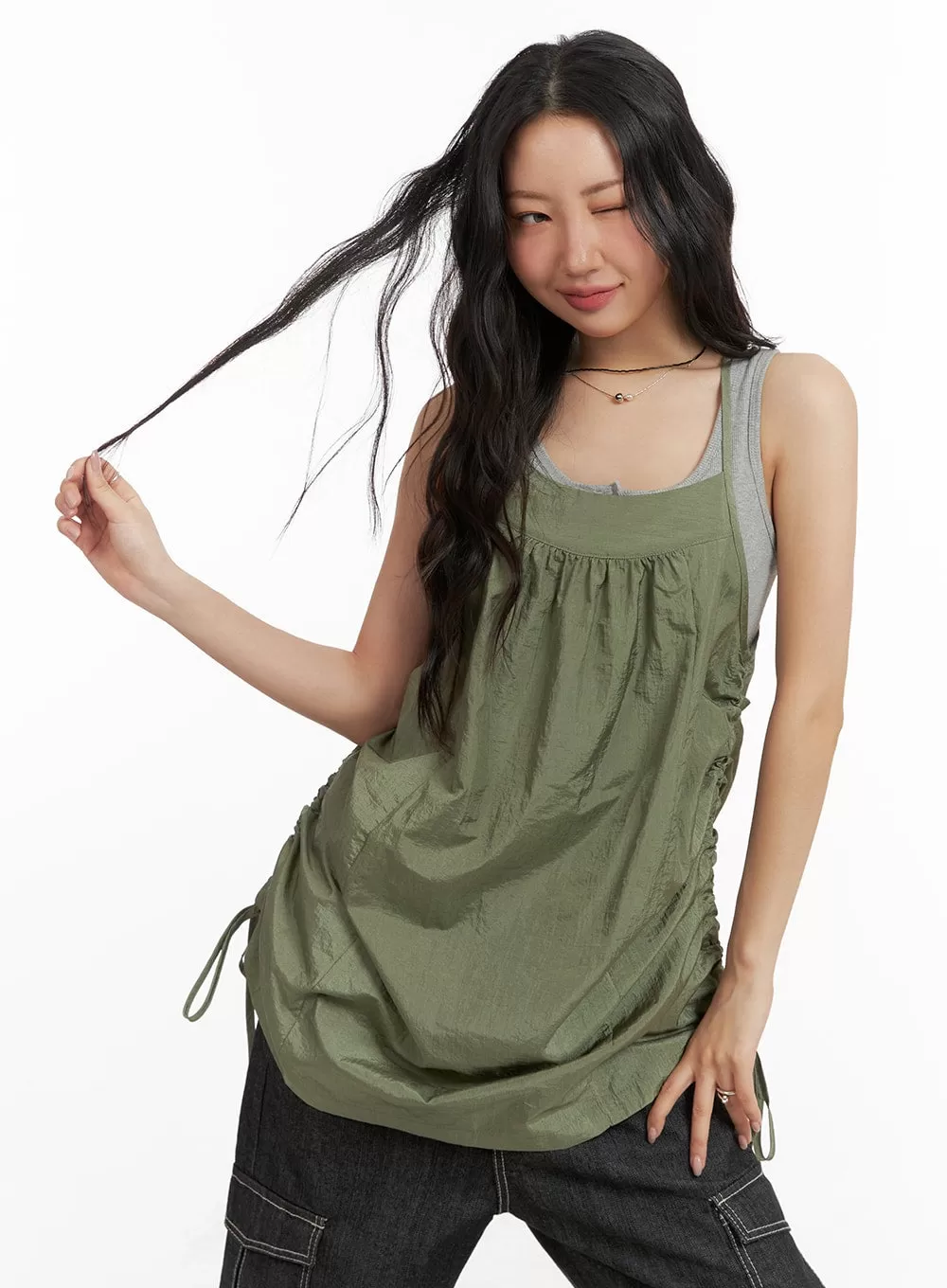 Side Drawstring Cami Mini Dress CM425