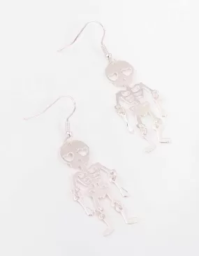 Silver Skeleton Drop Earrings