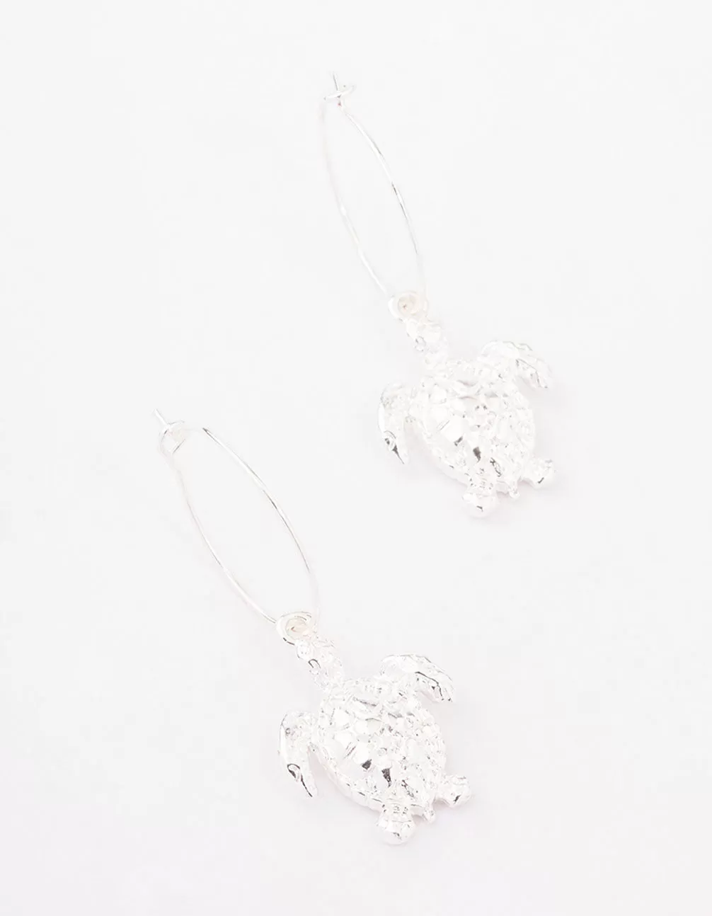 Silver Turtle Hoop Earrings