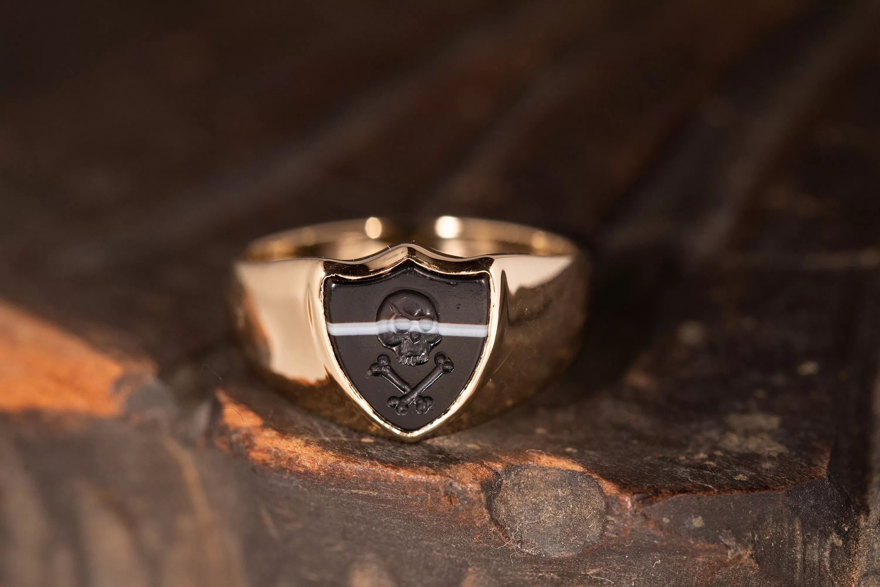 Skull & Crossbones Shield Ring