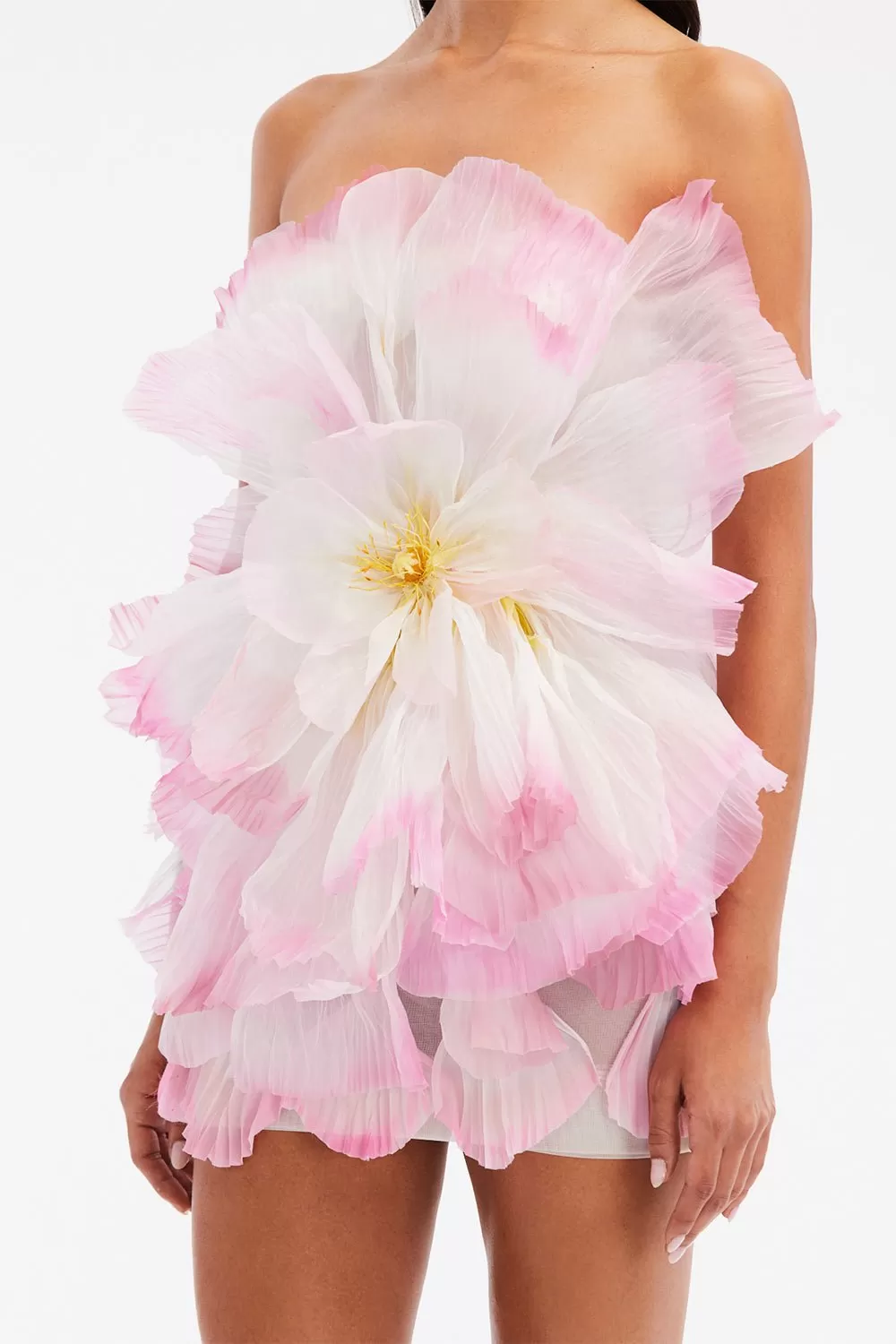 Sleeveless Pleated Petal Cocktail Dress